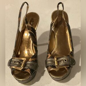 Guess Brown and Gold Platform Shoes